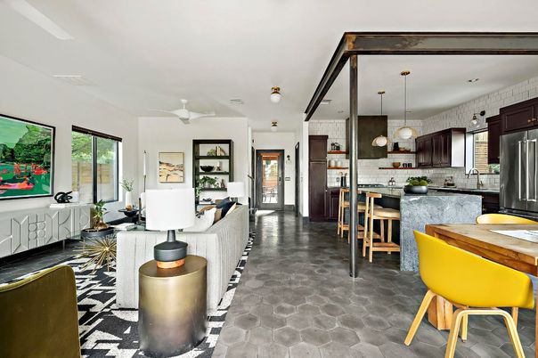 Interior, Kitchen, Living room, Pendant Lights, Stainless Steel Appliances