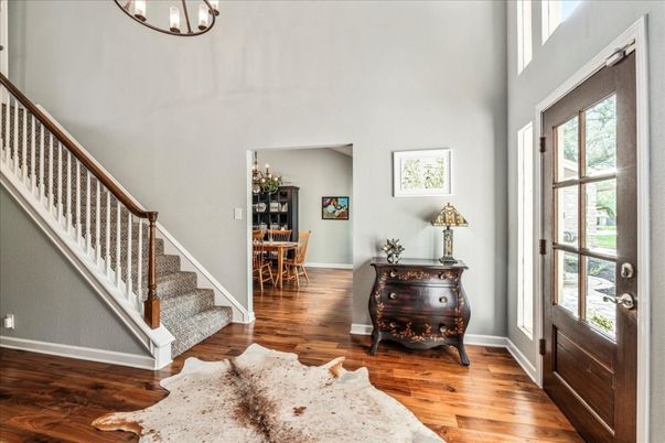 Chandelier, Dining room, Interior, Wood Texture Flooring