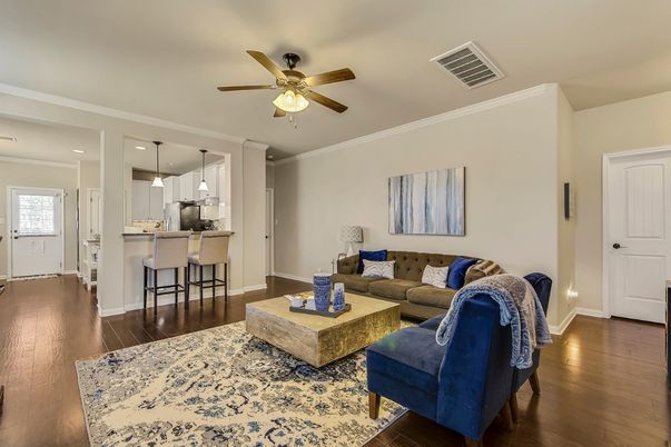 Interior, Kitchen, Living room, Pendant Lights, Recessed Lighting, Wood Texture Flooring