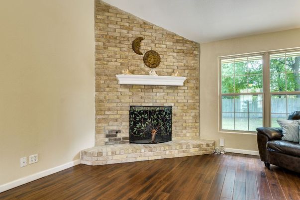 Fireplace, Interior, Stone Walls, Wood Texture Flooring