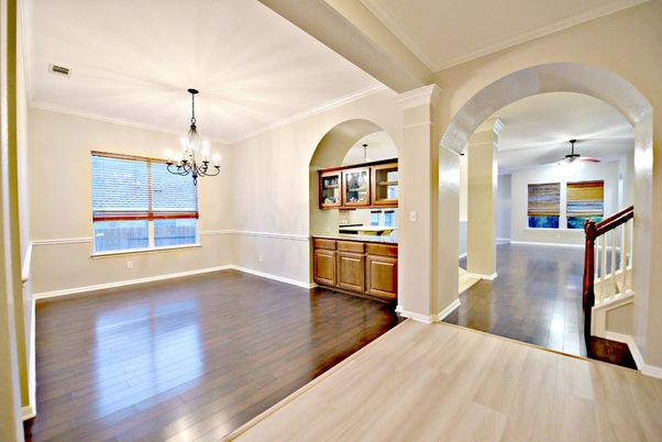 Chandelier, Empty room, Interior, Wood Texture Flooring