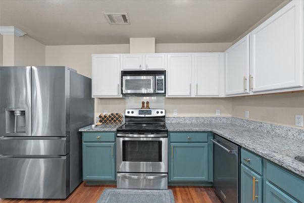 Interior, Kitchen, Stainless Steel Appliances, Wood Texture Flooring