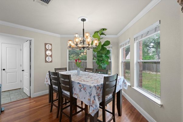 Chandelier, Dining room, Interior, Wood Texture Flooring