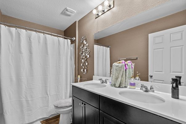 Bathroom, Dual Sink Vanities, Interior, Wood Texture Flooring