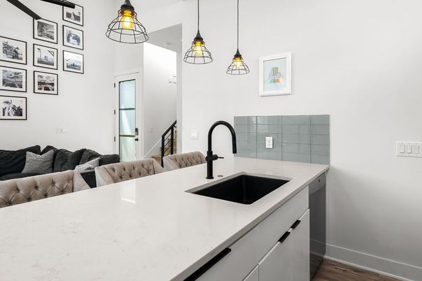 Interior, Kitchen, Pendant Lights, Wood Texture Flooring