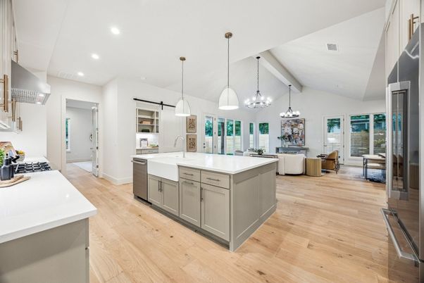 Interior, Kitchen, Recessed Lighting, Wood Texture Flooring