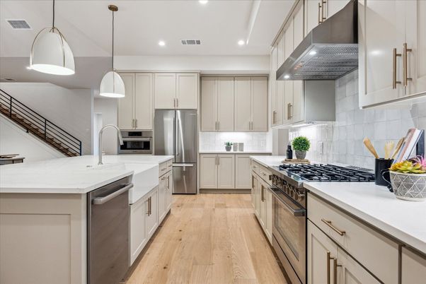 Interior, Kitchen, Recessed Lighting, Wood Texture Flooring