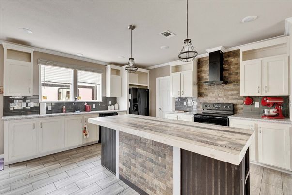 Interior, Kitchen, Pendant Lights, Recessed Lighting, Wood Texture Flooring