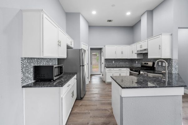 Interior, Kitchen, Recessed Lighting, Wood Texture Flooring