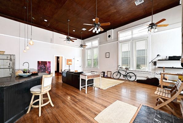 Interior, Living room, Pendant Lights, Recessed Lighting, Wooden Ceilings, Wood Texture Flooring
