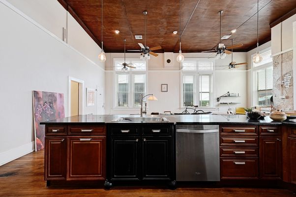 Interior, Kitchen, Pendant Lights, Recessed Lighting, Wooden Ceilings, Wood Texture Flooring