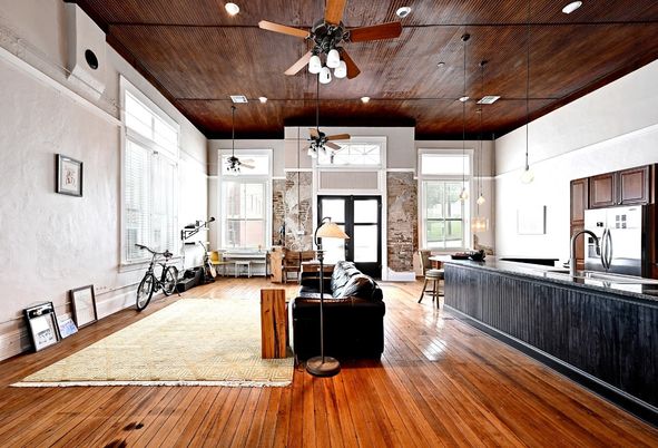 Interior, Kitchen, Living room, Pendant Lights, Recessed Lighting, Wooden Ceilings, Wood Texture Flooring