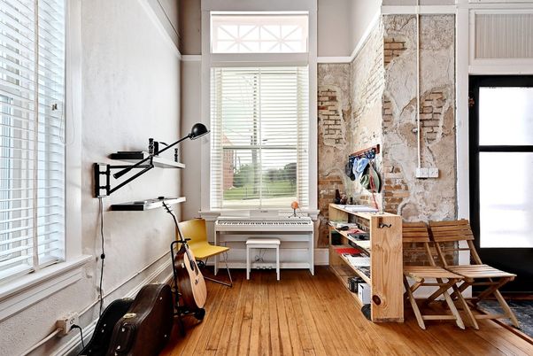Interior, Stone Walls, Wood Texture Flooring