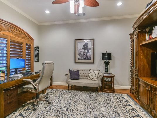 Home Office, Interior, Recessed Lighting, Wood Texture Flooring