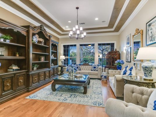 Chandelier, Interior, Living room, Recessed Lighting, Wood Texture Flooring