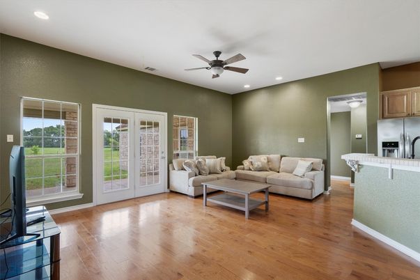 Interior, Kitchen, Living room, Recessed Lighting, Wood Texture Flooring