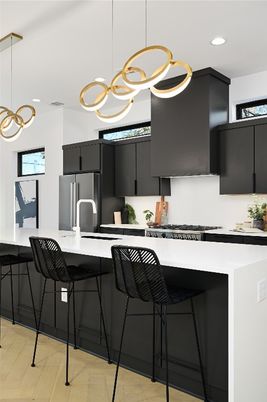 Interior, Kitchen, Pendant Lights, Recessed Lighting, Wood Texture Flooring