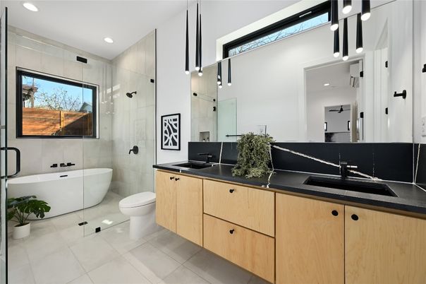 Bathroom, Dual Sink Vanities, Free Standing Baths, Glass Shower, Interior, Recessed Lighting