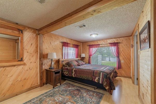 Bedroom, Interior, Wood Texture Flooring, Wooden Walls