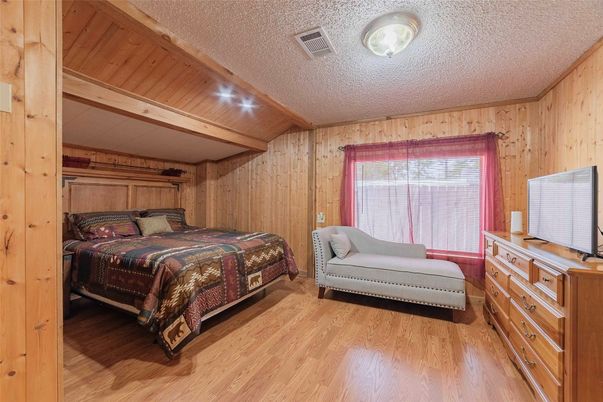 Bedroom, Interior, Wooden Beams, Wood Texture Flooring, Wooden Walls