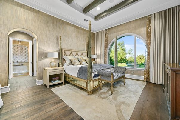 Bedroom, Interior, Recessed Lighting, Wooden Beams, Wood Texture Flooring