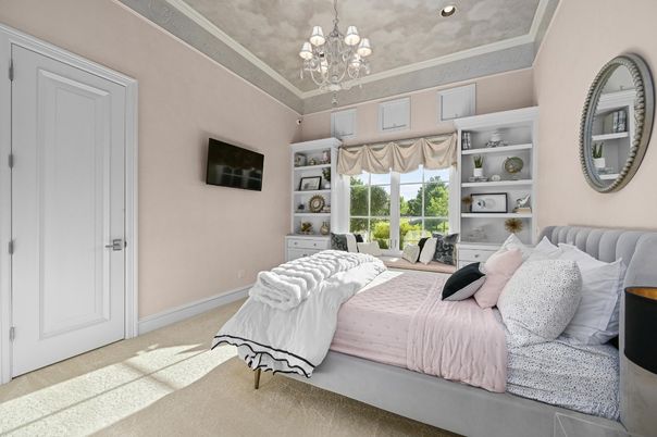 Bedroom, Chandelier, Interior, Recessed Lighting