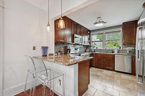 Chandelier, Dining room, Interior, Kitchen, Living room, Pendant Lights, Recessed Lighting, Wood Texture Flooring
