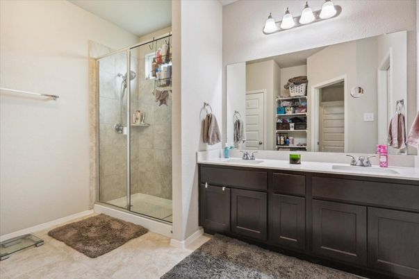 Bathroom, Dual Sink Vanities, Glass Shower, Interior