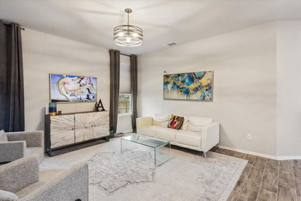 Interior, Living room, Pendant Lights, Wood Texture Flooring