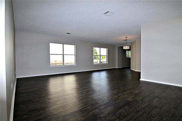 Chandelier, Empty room, Interior, Pendant Lights, Wood Texture Flooring