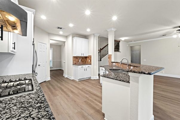 Interior, Kitchen, Recessed Lighting, Wood Texture Flooring