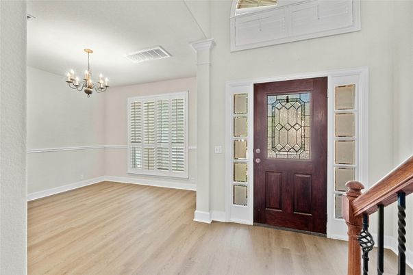 Chandelier, Interior, Wood Texture Flooring