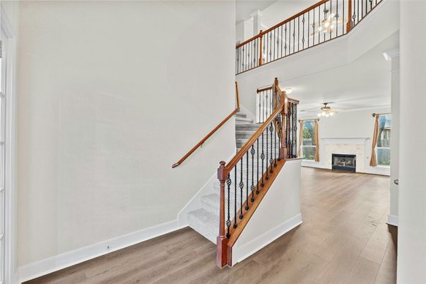 Fireplace, Interior, Pendant Lights, Wood Texture Flooring