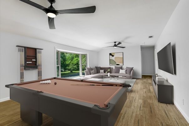 Billiard Table, Game Room, Interior, Living room, Wood Texture Flooring