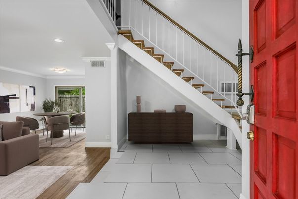 Dining room, Interior, Recessed Lighting, Wood Texture Flooring