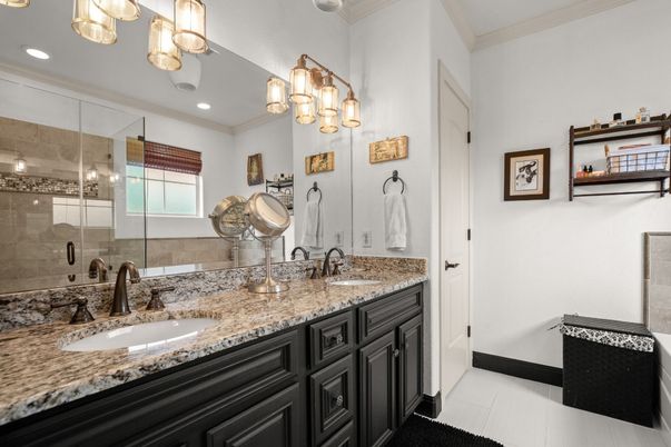 Bathroom, Dual Sink Vanities, Glass Shower, Interior, Recessed Lighting