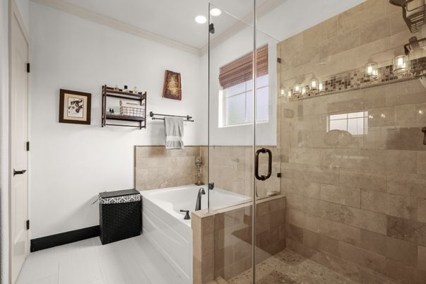 Bathroom, Glass Shower, Interior, Recessed Lighting
