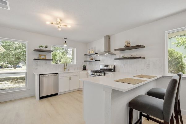 Interior, Kitchen, Stainless Steel Appliances, Wood Texture Flooring