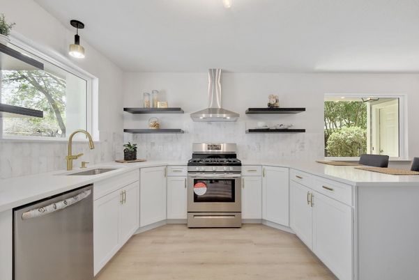 Interior, Kitchen, Stainless Steel Appliances, Wood Texture Flooring