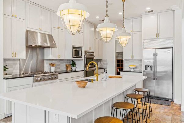 Interior, Kitchen, Pendant Lights, Recessed Lighting, Stainless Steel Appliances