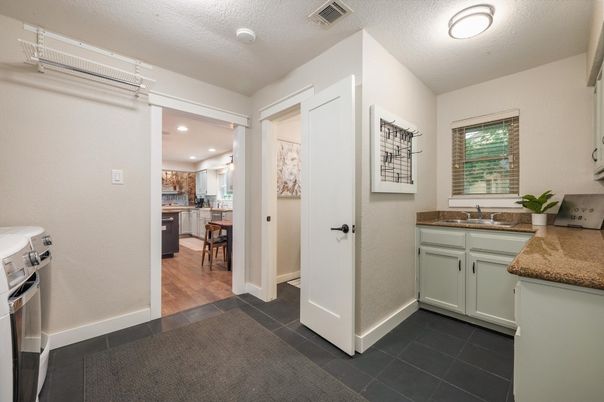 Interior, Kitchen, Recessed Lighting, Wood Texture Flooring