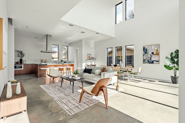 Dining room, Interior, Kitchen, Living room, Recessed Lighting