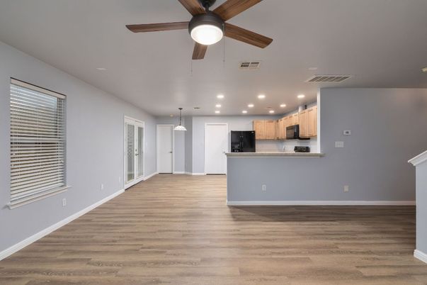 Interior, Kitchen, Pendant Lights, Recessed Lighting, Wood Texture Flooring