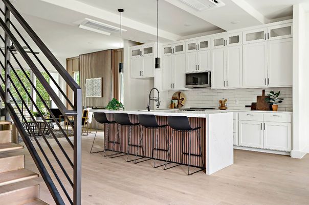Interior, Kitchen, Pendant Lights, Recessed Lighting, Wood Texture Flooring
