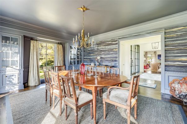 Chandelier, Dining room, Interior, Wood Texture Flooring