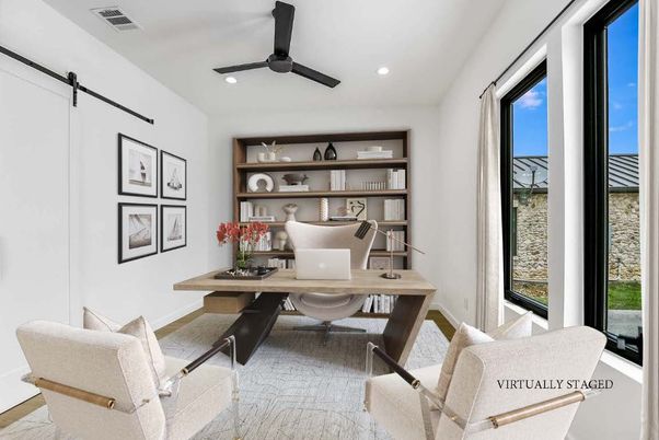Home Office, Interior, Recessed Lighting, Wood Texture Flooring