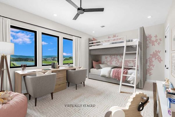 Bedroom, Home Office, Interior, Recessed Lighting, Water, Wood Texture Flooring