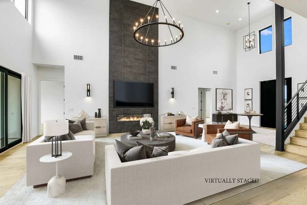 Chandelier, Fireplace, Interior, Living room, Pendant Lights, Recessed Lighting, Wood Texture Flooring
