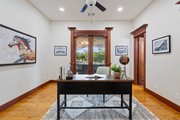Home Office, Interior, Recessed Lighting, Wood Texture Flooring