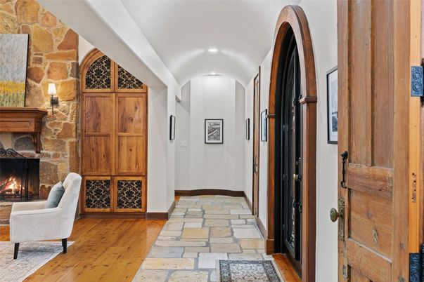 Fireplace, Interior, Stone Walls, Wood Texture Flooring